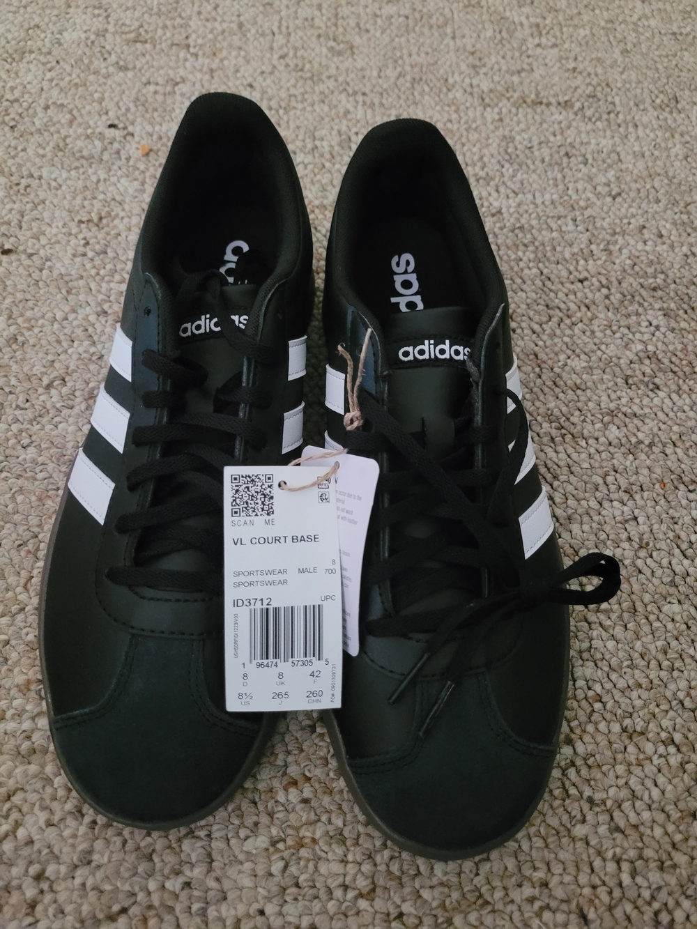 adidas VL Court Base Men's Black and White Sneakers